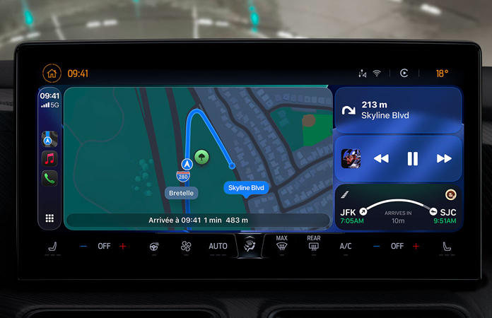 CarPlay dans un véhicule, son nouveau design est mis en valeur