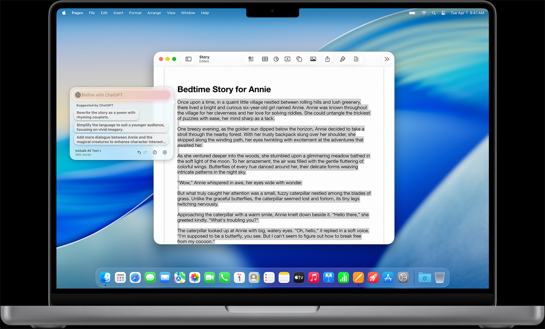 Funkcja Komponuj w narzędziach do pisania pokazana na MacBooku