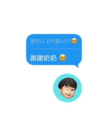 即時翻譯功能將訊息的語言更改為中文