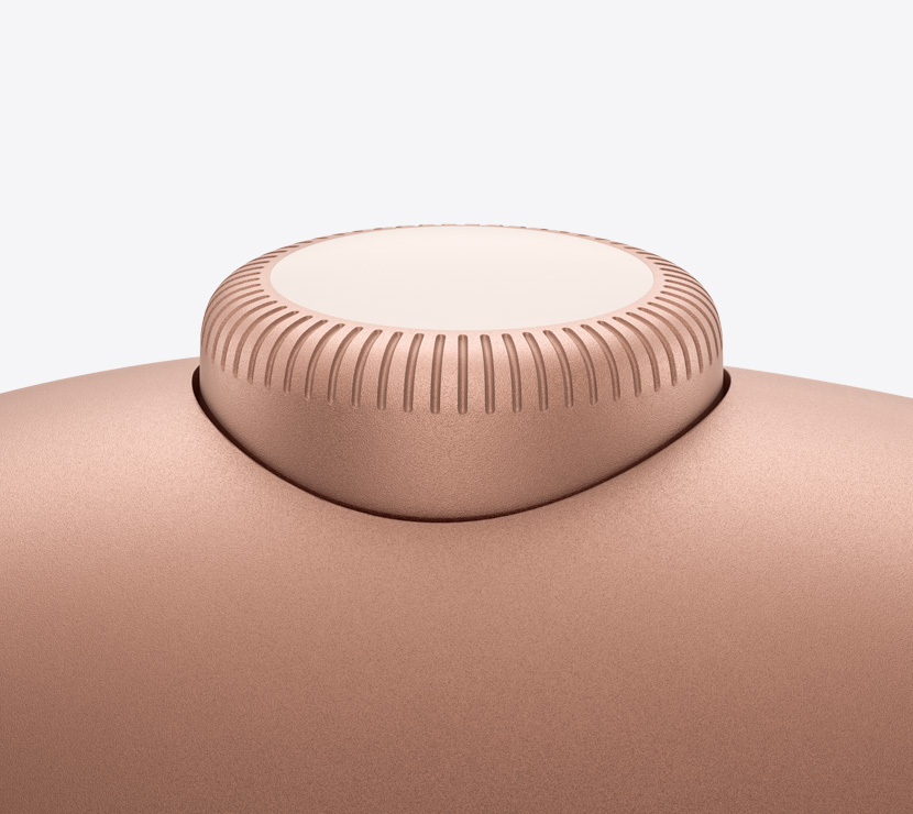 Slúchadlá AirPods Max 2, oranžová farba, detailný záber na korunku Digital Crown
