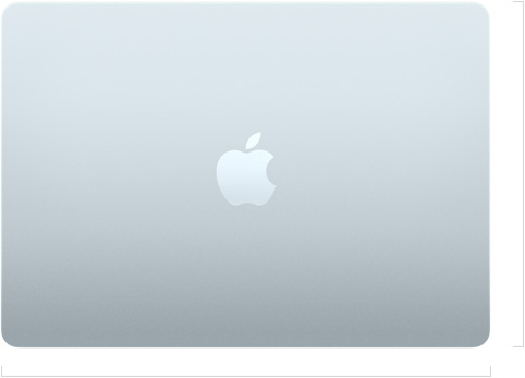 السطح الخارجي لجهاز MacBook Air مقاس 13 إنش وهو مغلق، مع شعار Apple في الوسط