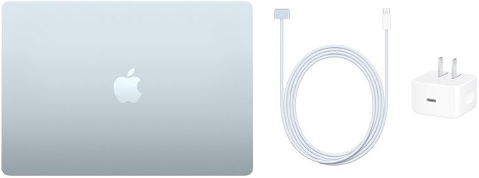 15インチMacBook Air、USB-C - MagSafe 3ケーブル、デュアルUSB-Cポート搭載40Wダイナミック電源アダプタ