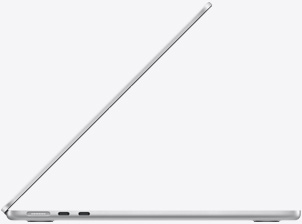 MacBook Air, side exterior, open, Silver colour