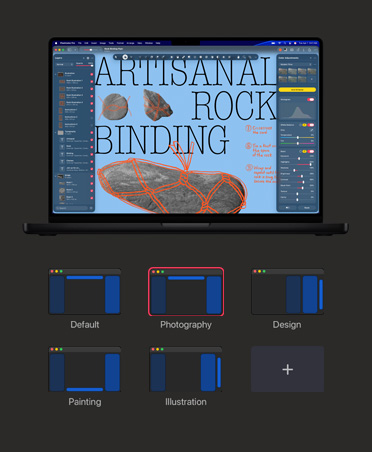 16 Zoll MacBook Pro Bildschirm, Bild über traditionelle Steinbindung, Tools für die Farbanpassung und den Weißabgleich