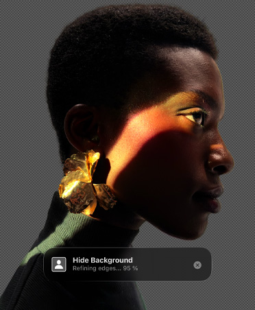Gesicht im Profil, Pixelmator Pro Tool zum Entfernen von Hintergründen